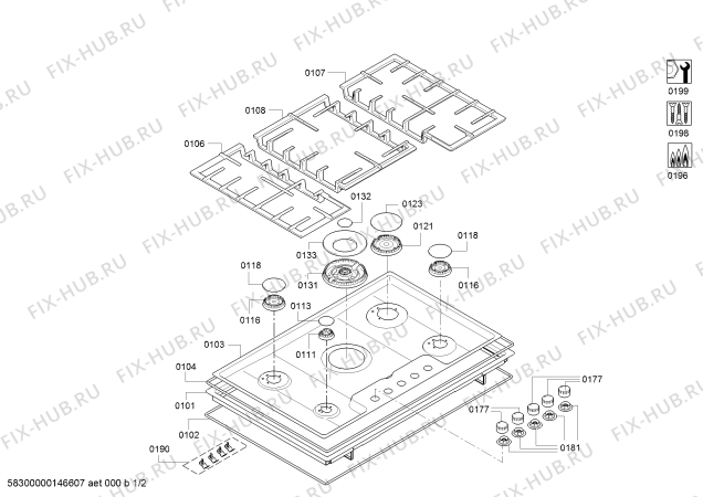 Схема №2 PDR885B90N с изображением Газовый кран для печи Bosch 00619409