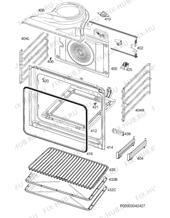 Взрыв-схема плиты (духовки) Voss Electrolux IEL7001-HV - Схема узла Oven