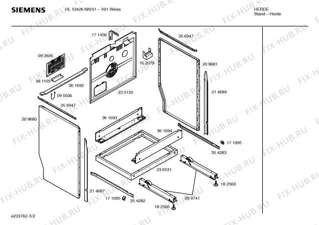 Схема №5 HL53426NN с изображением Инструкция по эксплуатации для духового шкафа Siemens 00528775