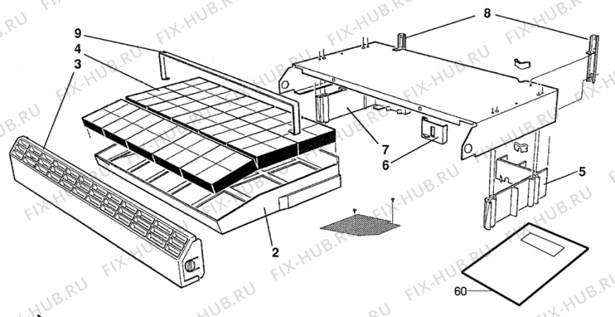 Взрыв-схема вытяжки Elektro Helios SF635 - Схема узла H70 Motor case, Electronic, Extra C