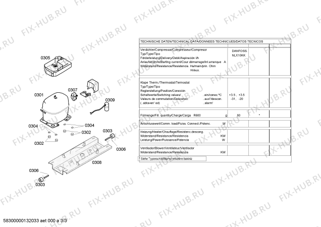 Схема №1 KG33V610 с изображением Конденсатор для холодильной камеры Bosch 00244858