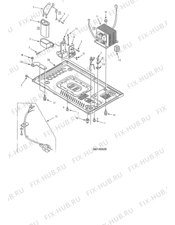 Взрыв-схема микроволновой печи Electrolux EME2360WS - Схема узла Functional parts