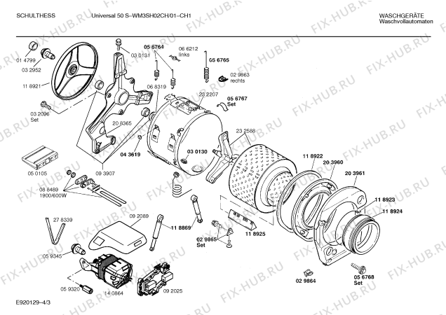 Взрыв-схема стиральной машины Schulthess WM3SH02CH Universal 50s - Схема узла 03