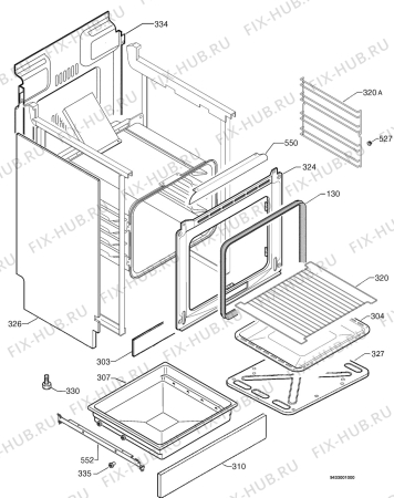 Взрыв-схема плиты (духовки) Electrolux EKG603301W - Схема узла Housing 001