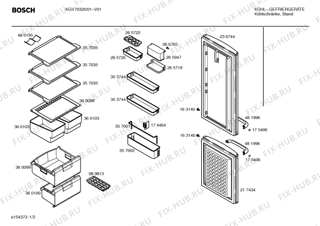 Схема №2 KGV70320 с изображением Панель для холодильника Bosch 00363064