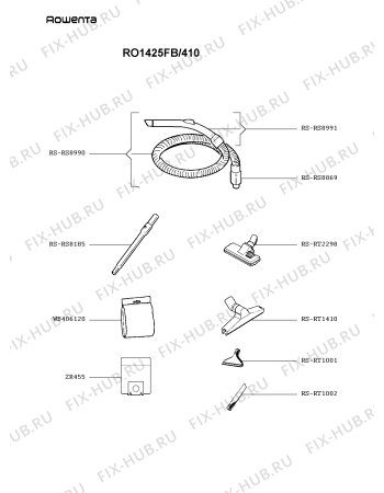 Взрыв-схема пылесоса Rowenta RO1425FB/410 - Схема узла 9P003114.9P2