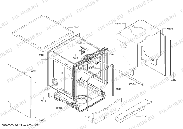 Взрыв-схема посудомоечной машины Bosch SMS63L02TR SilencePlus - Схема узла 03