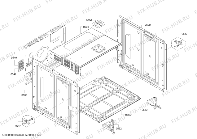 Взрыв-схема плиты (духовки) Siemens HB56GB560C - Схема узла 05