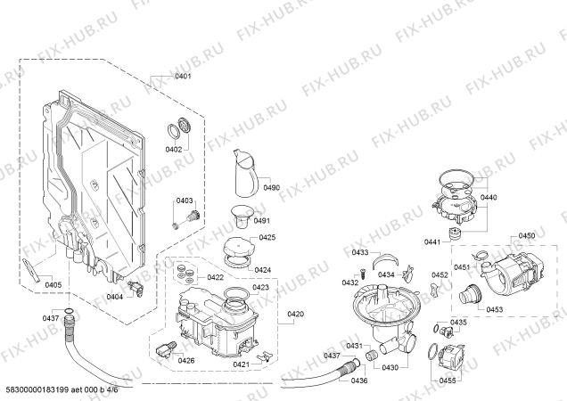 Взрыв-схема посудомоечной машины Bosch SMI53L86EU SuperSilence - Схема узла 04