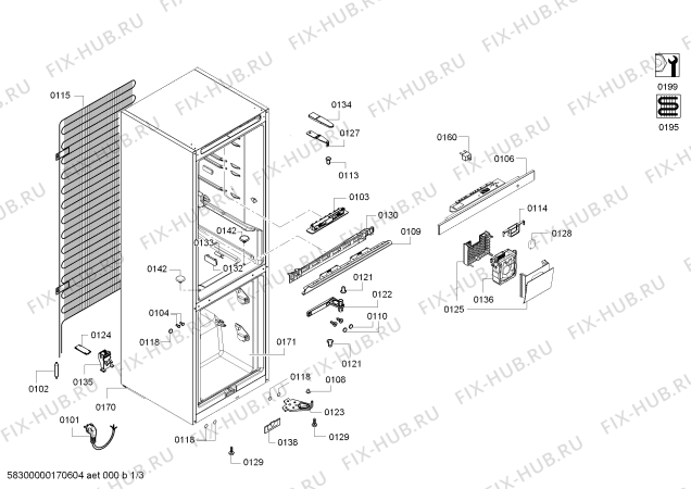 Схема №3 KG58EAW30N с изображением Панель для холодильной камеры Siemens 00745050