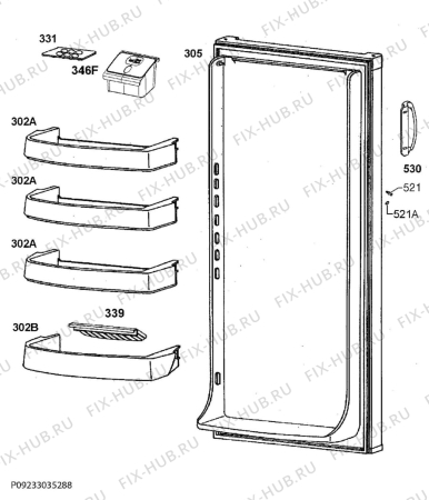 Взрыв-схема холодильника Zanussi ZRA25600WA - Схема узла Door 003