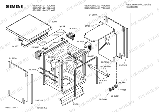 Схема №4 SE26A294EU с изображением Инструкция по эксплуатации для посудомойки Siemens 00588839