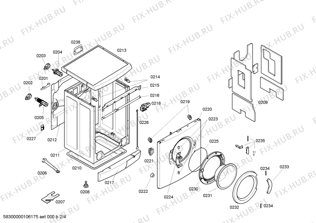 Взрыв-схема стиральной машины Bosch WFR3268GB Logixx 1600 Express - Схема узла 02