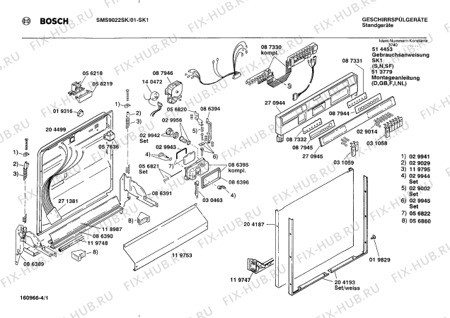 Схема №4 SMS9022 с изображением Панель для посудомоечной машины Bosch 00270945