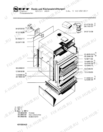 Взрыв-схема плиты (духовки) Neff 1313236301 1037/511LRCDM - Схема узла 02