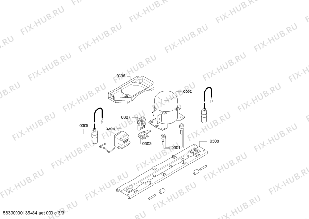 Взрыв-схема холодильника Bosch KIV34A51 - Схема узла 03
