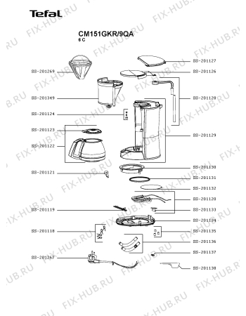 Схема №1 CM151GKR/9QA с изображением Кабель для электрокофеварки Tefal SS-201267