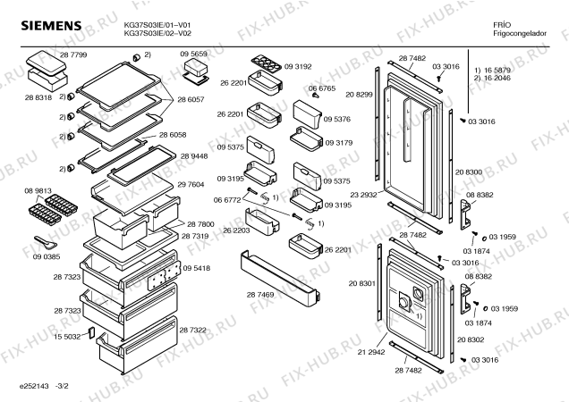 Взрыв-схема холодильника Siemens KG37S03IE - Схема узла 02