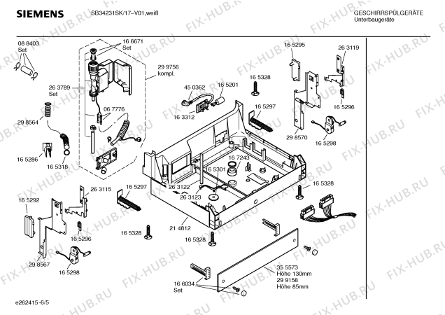 Взрыв-схема посудомоечной машины Siemens SB34231SK - Схема узла 05
