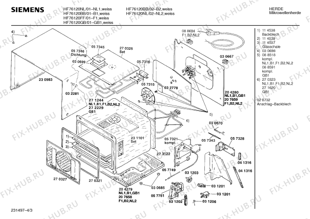 Взрыв-схема микроволновой печи Siemens HF76120BB - Схема узла 03