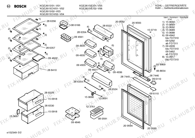Взрыв-схема холодильника Bosch KGE2615 - Схема узла 02