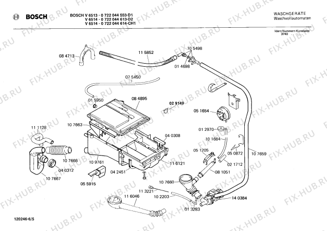 Взрыв-схема стиральной машины Bosch 0722044553 V6513 - Схема узла 05