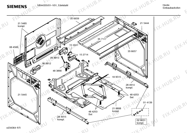 Взрыв-схема плиты (духовки) Siemens HB44355 - Схема узла 05