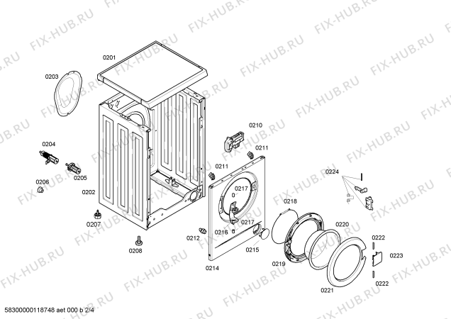 Взрыв-схема стиральной машины Bosch WAA28120 - Схема узла 02