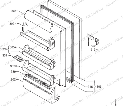 Взрыв-схема холодильника Zanussi ZI5160 - Схема узла Door 003