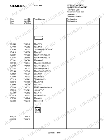 Схема №11 FS275M6 с изображением Инструкция по эксплуатации для телевизора Siemens 00531051