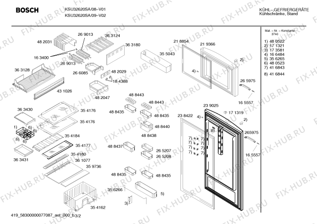 Взрыв-схема холодильника Bosch KSU32620SA - Схема узла 02