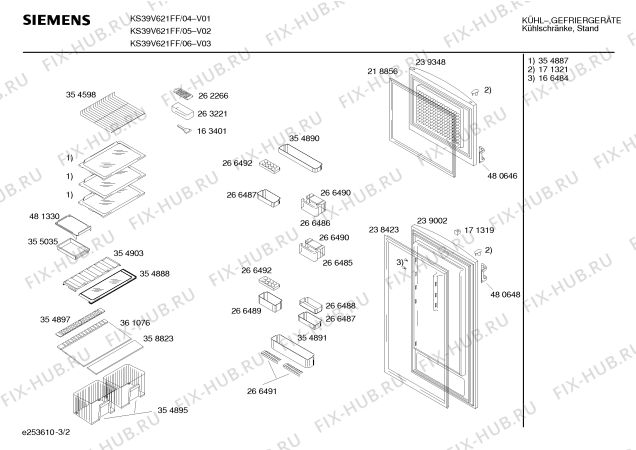 Взрыв-схема холодильника Siemens KS39V621FF - Схема узла 02