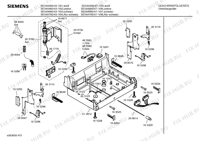 Схема №5 SE54A760 с изображением Передняя панель для посудомойки Siemens 00434652