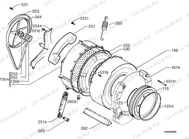 Взрыв-схема стиральной машины Zanussi Electrolux ZWD1472S - Схема узла Functional parts 267