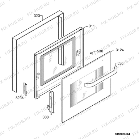 Взрыв-схема плиты (духовки) Rex Electrolux F50N - Схема узла Door 003