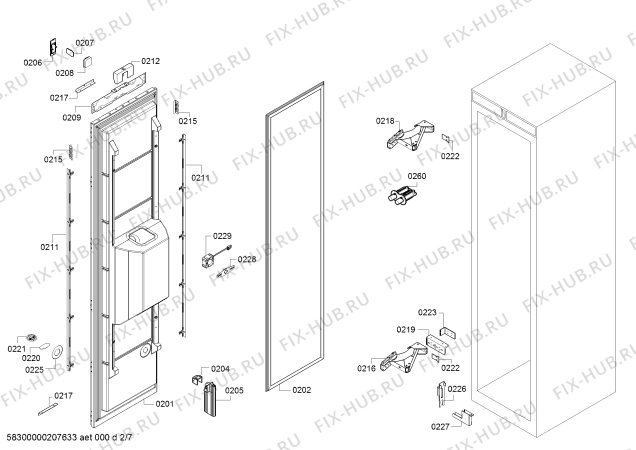 Схема №5 RF463304 Gaggenau с изображением Крышка для холодильника Bosch 00777365
