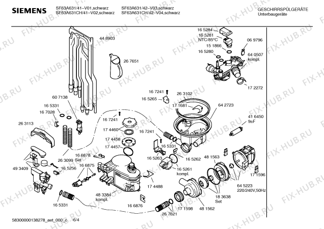 Схема №4 SF63A631 с изображением Инструкция по эксплуатации для посудомоечной машины Siemens 00565144