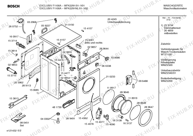 Взрыв-схема стиральной машины Bosch WFK2291NL EXCLUSIV F1100A - Схема узла 02