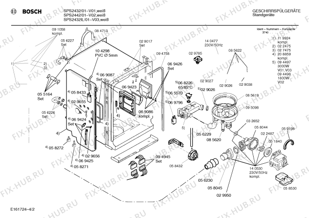 Взрыв-схема посудомоечной машины Bosch SPS2442 - Схема узла 02