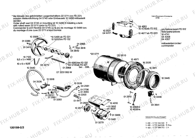 Взрыв-схема стиральной машины Bosch 0722044045 V450 - Схема узла 02