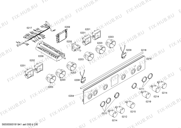Схема №4 HCA764322U с изображением Панель управления для плиты (духовки) Bosch 00749077