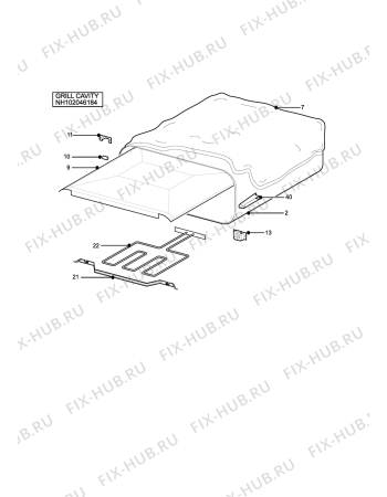 Взрыв-схема плиты (духовки) Tricity Bendix SIE305W - Схема узла H10 Grill cavity assy