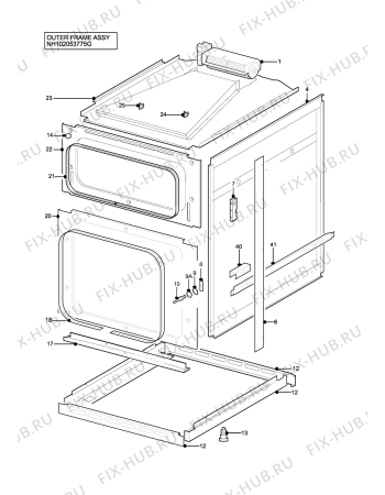 Взрыв-схема плиты (духовки) Tricity Bendix CSE500X - Схема узла H10 Outer Frame