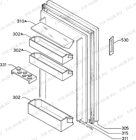 Взрыв-схема холодильника Privileg 019990 1 - Схема узла Door 003