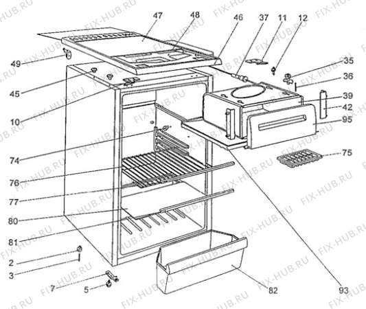 Взрыв-схема холодильника Tricity Bendix 160RE - Схема узла Cabinet + furniture (extra)