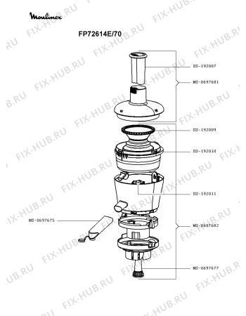 Взрыв-схема кухонного комбайна Moulinex FP72614E/70 - Схема узла CP003309.6P4