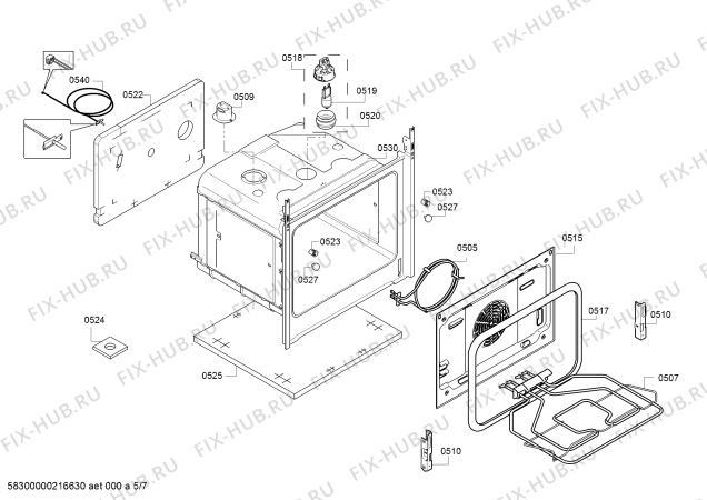 Взрыв-схема плиты (духовки) Bosch HXA070G20T - Схема узла 05