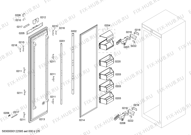 Схема №5 RF411700 с изображением Дверь для холодильника Bosch 00244793