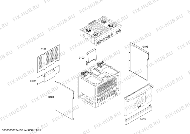 Схема №11 PRG364ELG с изображением Инструкция по установке/монтажу для духового шкафа Bosch 00552986