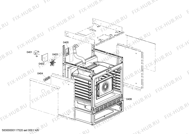Взрыв-схема плиты (духовки) Bosch HDS7022C - Схема узла 04